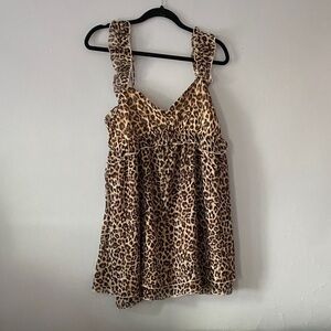 NWT AE Leopard Print Ruffle Strap Dress - Brown
